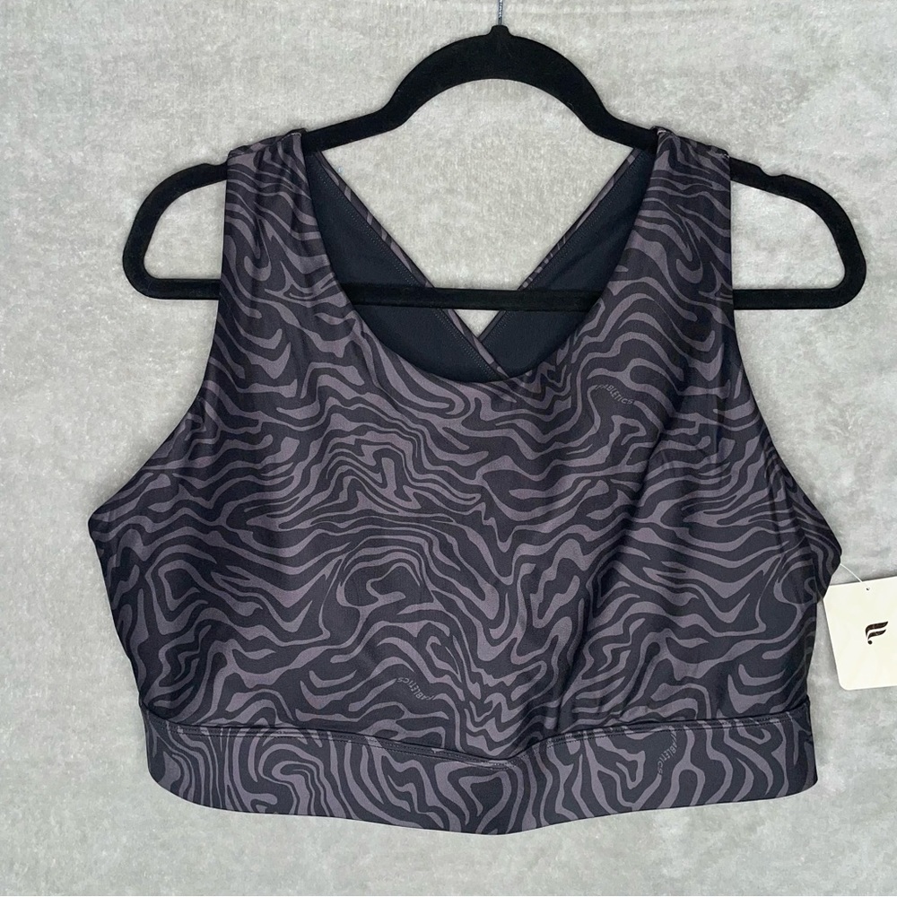 Fabletics High Impact No-Bounce Sports Bra 2X Pewter Marble Zebra NWT Plus Size - Picture 2 of 10